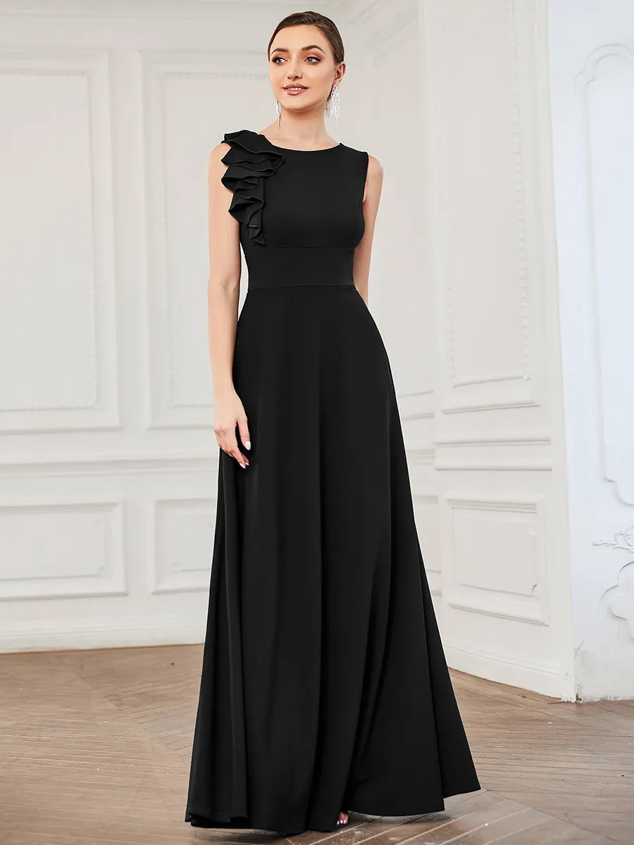 Sleeveless Round Neck A Line Floor Length Wholesale Evening Dresses