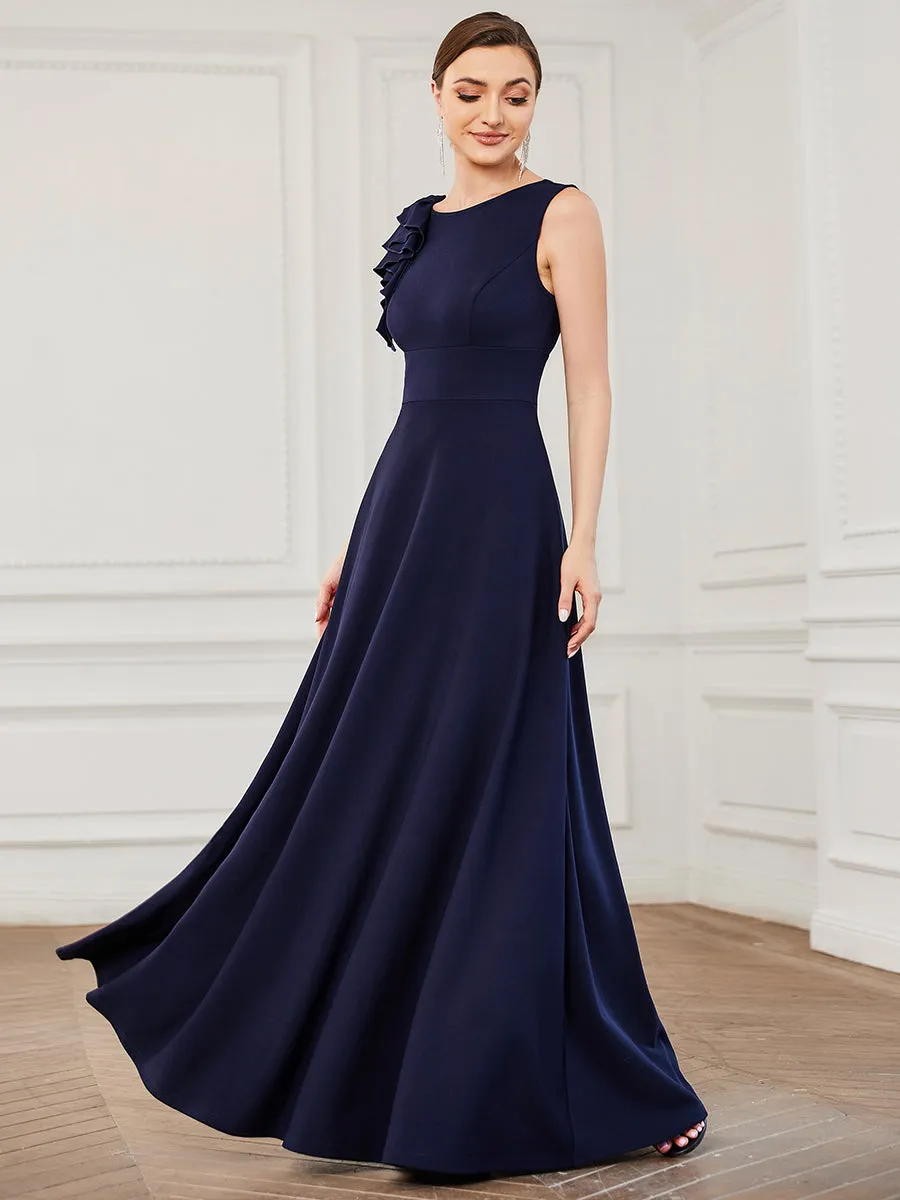 Sleeveless Round Neck A Line Floor Length Wholesale Evening Dresses