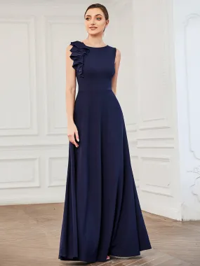 Sleeveless Round Neck A Line Floor Length Wholesale Evening Dresses