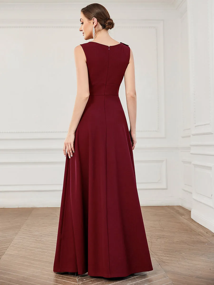 Sleeveless Round Neck A Line Floor Length Wholesale Evening Dresses