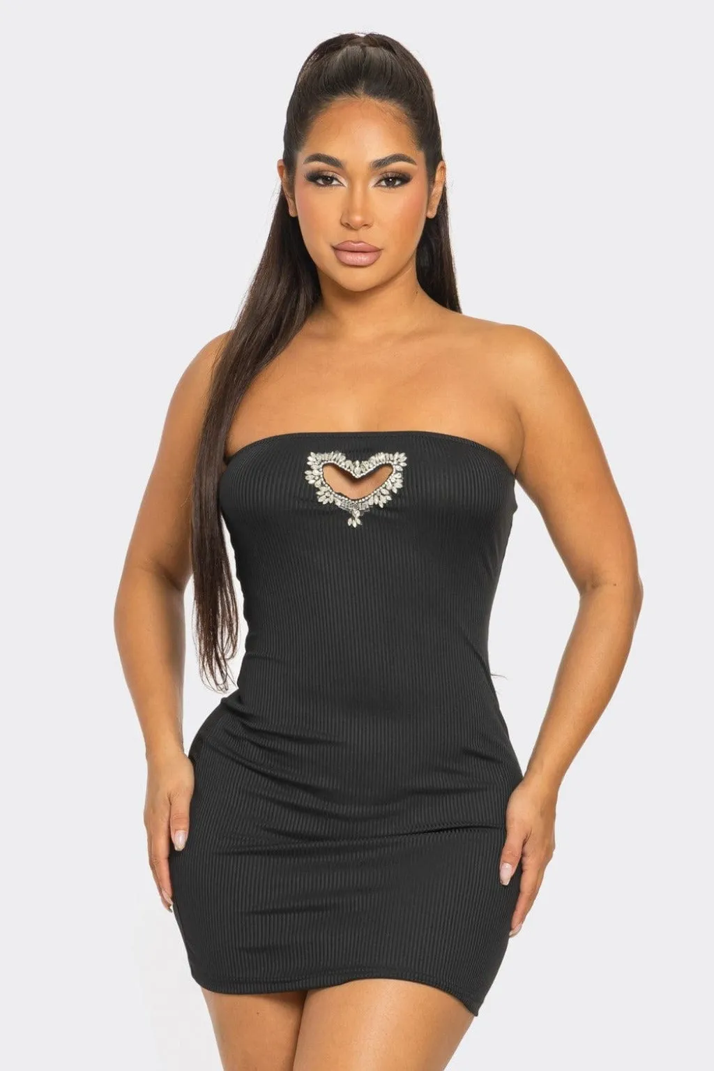 Tube Ribbed Micro Mini Dress - Black