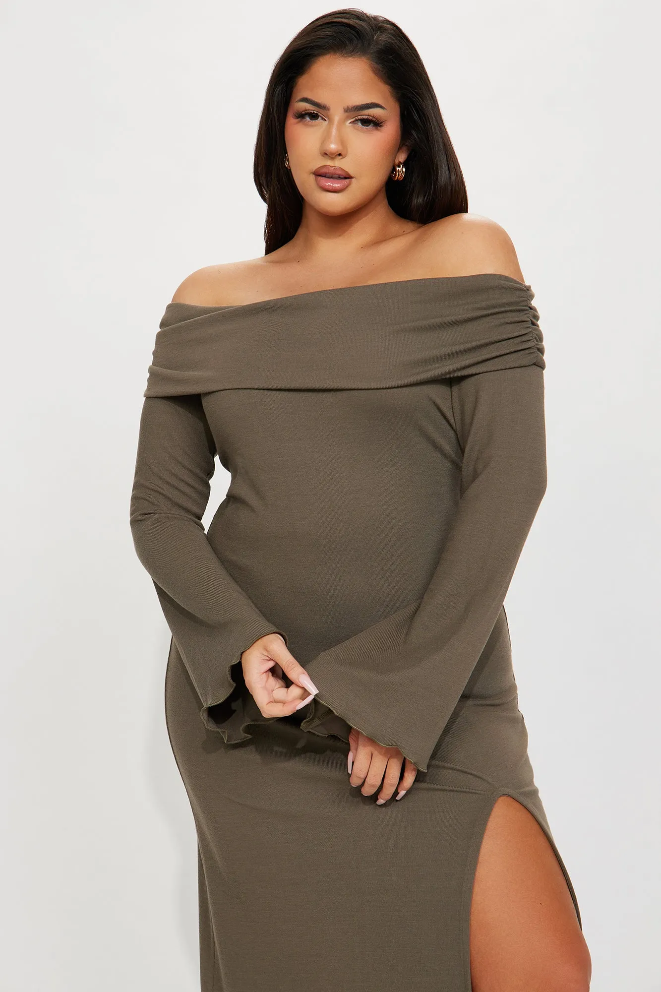 Warm Embrace Sweater Maxi Dress - Olive