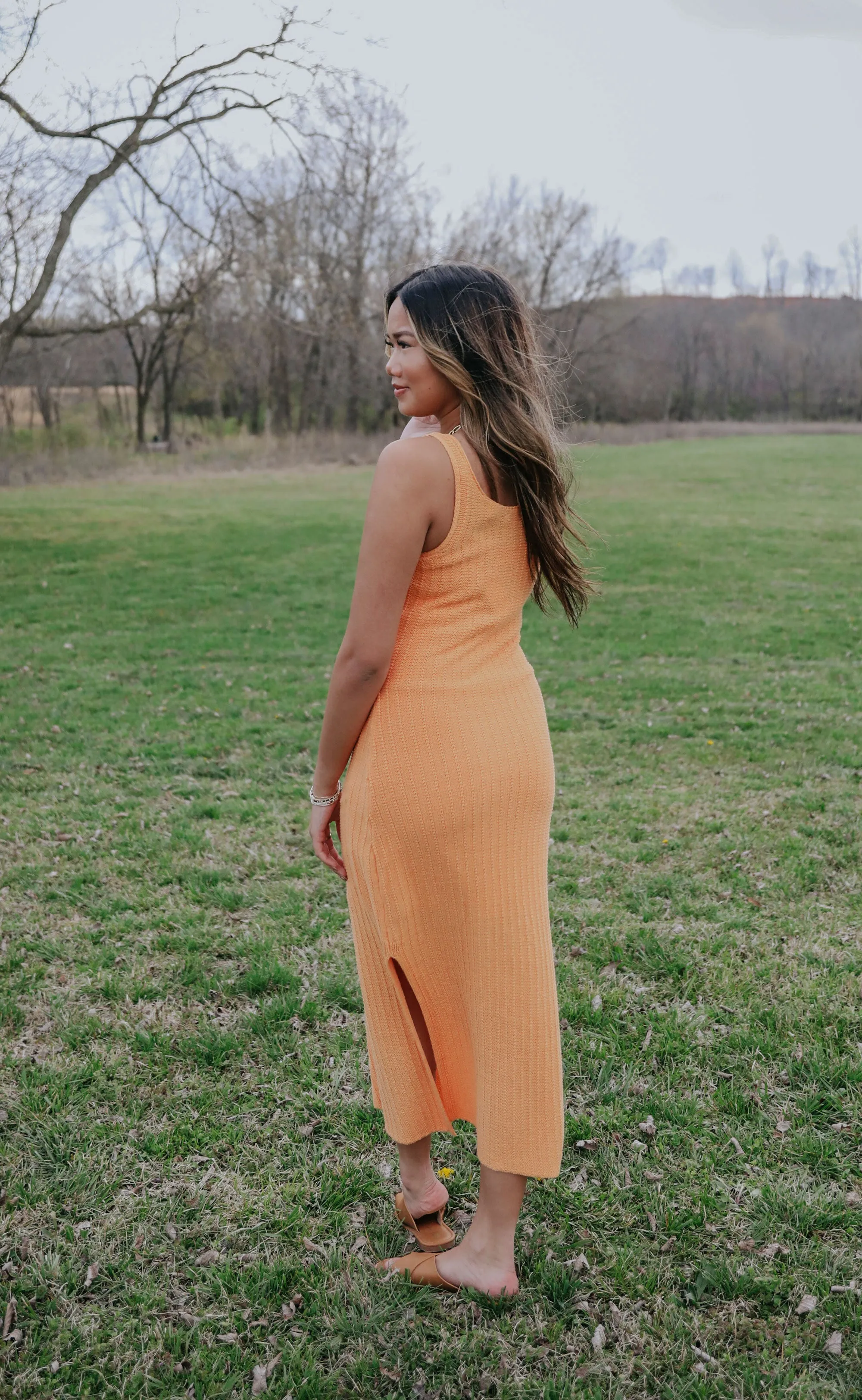 z supply: brayden midi dress - papaya